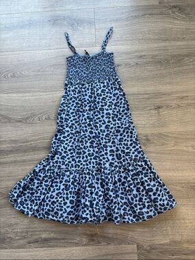 H&M Divided Girls Blue and Black Leopard Print Maxi Sundress